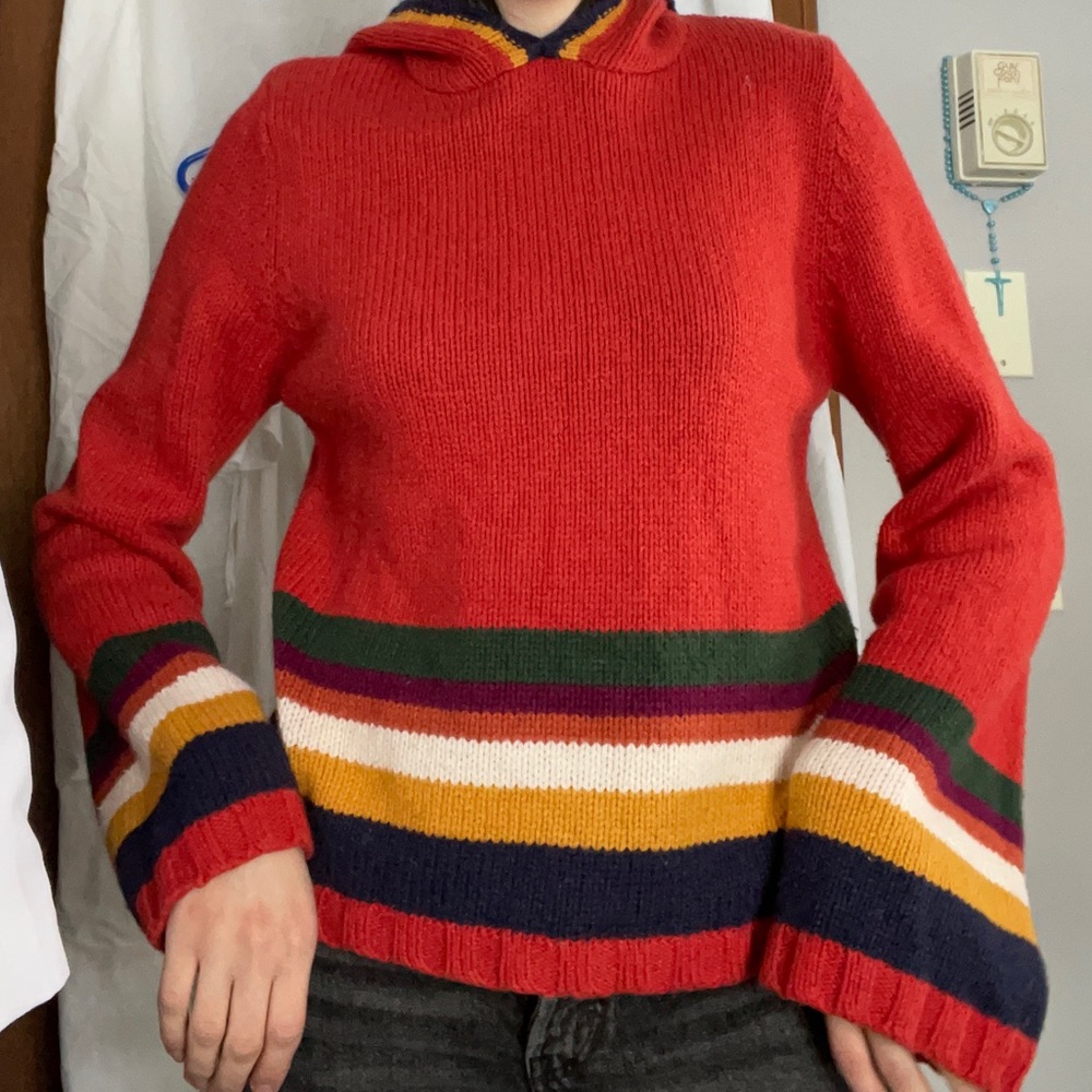 Vintage Knit Sweater with Hood